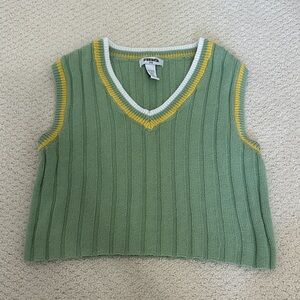 RSQ Ribbed Green Vest with Yellow and White Accents